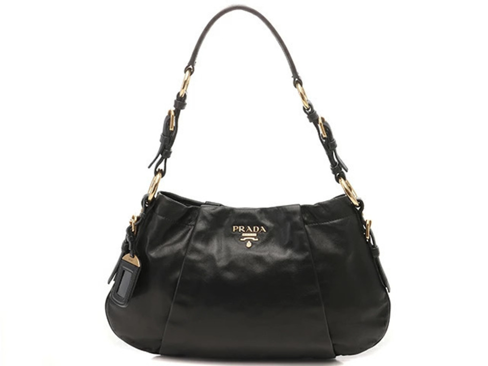 Prada black leather shoulder bag slouchy silhouette